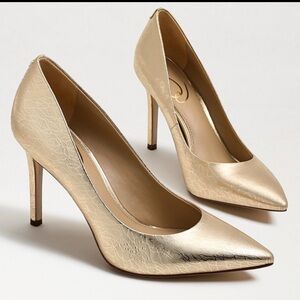 Sam Edelman Gold Metallic Crack Lea Hazel Heels
